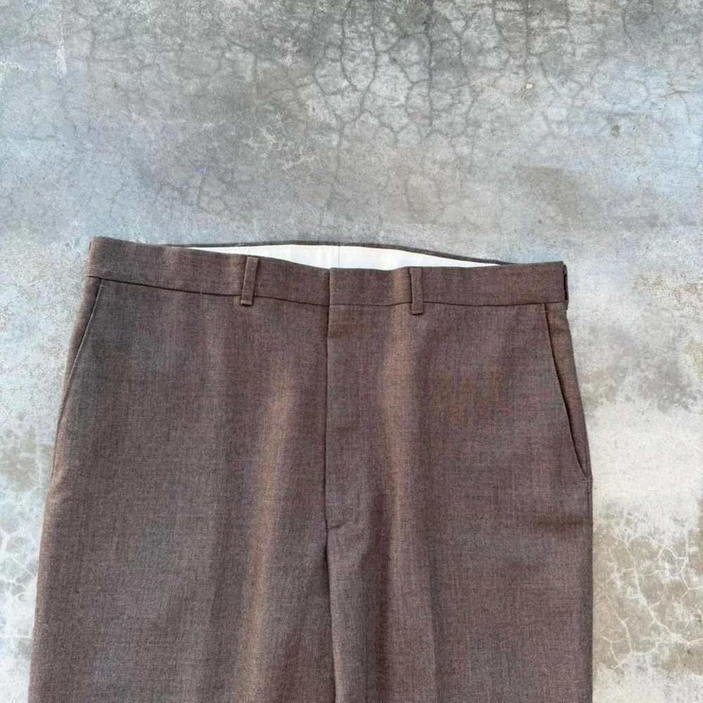 Vintage 90's HAGGAR brown wool wide leg flat front dress slacks trousers